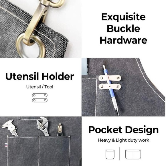 NWT “Christopher” Chef Apron Water drop Resistant Canvas Cross Back Adjustable - Picture 8 of 10